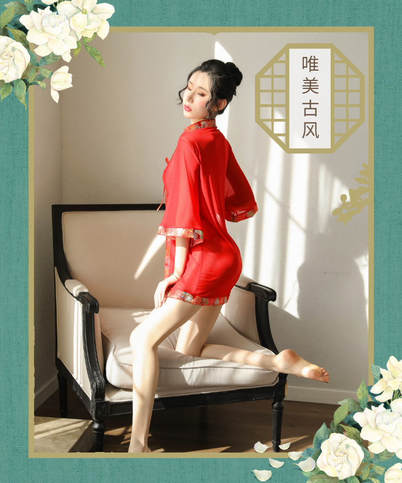 情趣内衣红色新娘子唐装外套配肚兜古代宫廷性感贵妃诱惑风