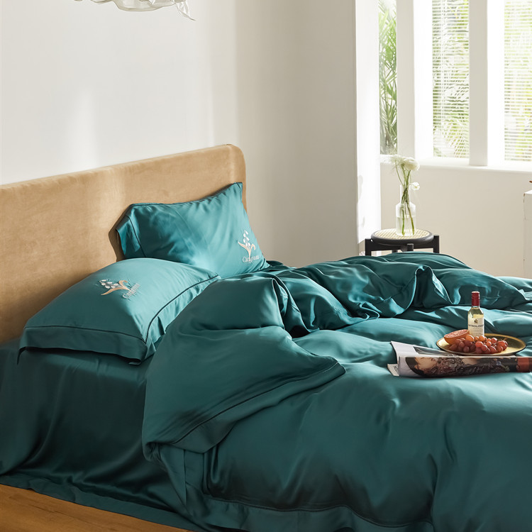 60支莱赛尔天丝四件套夏天铃兰花刺绣床单被套双人家用简约风被罩