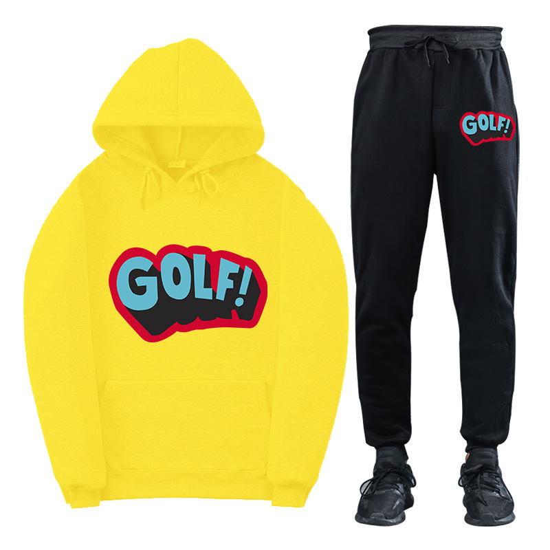 跨境欧美潮牌 golf字母立体图潮流卫衣 卫裤套装 速卖通