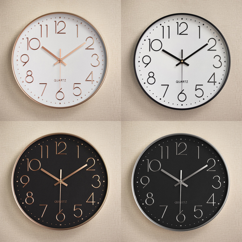 Plastic Noiseless Hanging Clock Creative Fashion Living Room Three-Dimensional Digital Scale Wall Clock Wholesale Wall-Mounted Punch-Free