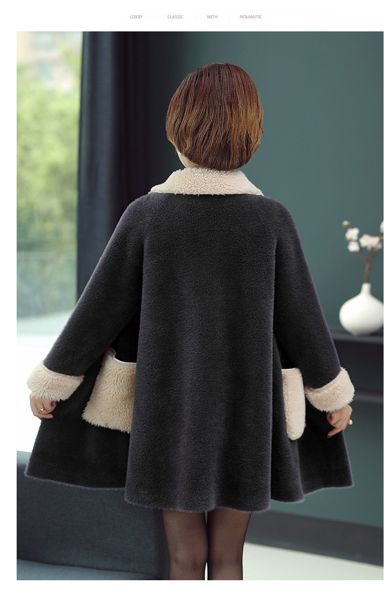 云曼裳妈妈秋冬装仿水貂绒中长款外套厂家直销中老年女装加厚大衣