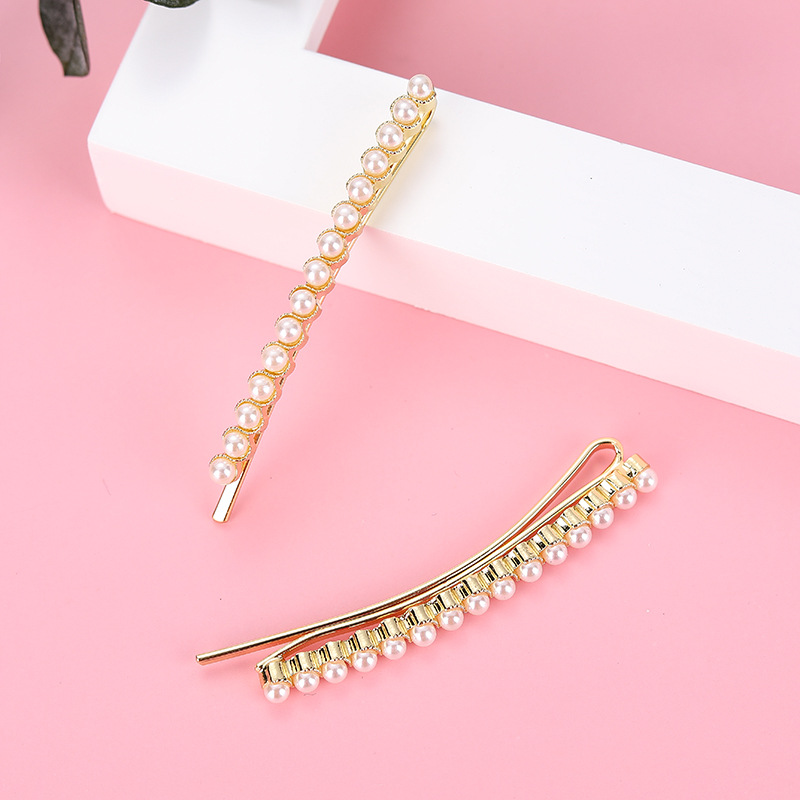 SOURCE Manufacturer Ins Beautiful Pearl Set a Pair of Hairclips Word Clip Korean Internet Celebrity Side Clip Bang Clip Hairpin Accessories