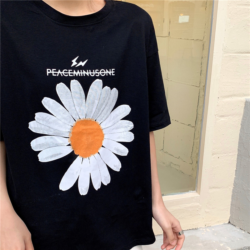 小雏菊短袖t恤女夏季新款ins潮明星同款宽松韩版中长款百搭