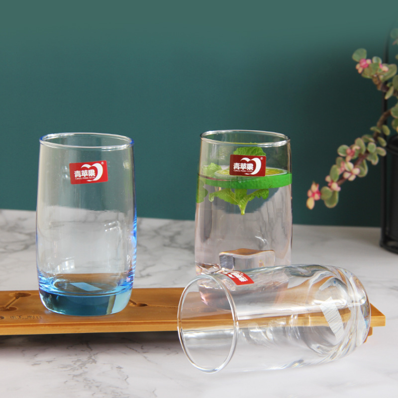 青苹果家用玻璃水杯果汁杯奶杯茶杯庄园杯系列es5301彩杯