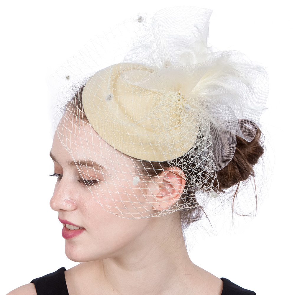 新娘头饰网纱礼帽 大网纱神秘面纱婚庆毛呢料帽子 舞台表演头饰