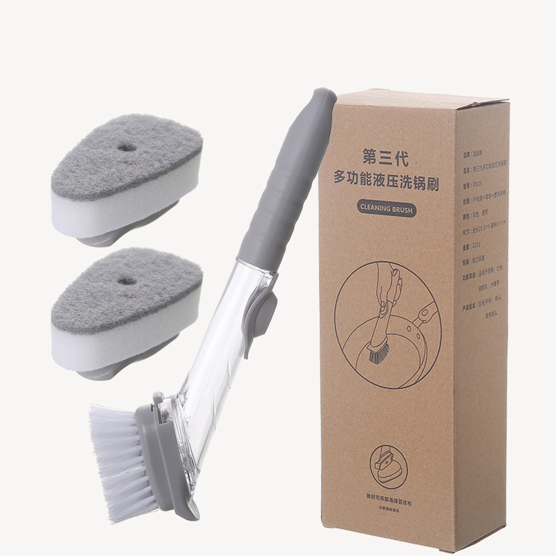 Kitchen Dish Brush Hydraulic Brush Automatic Liquid Filling Multi-Function Long Handle Dish Brush