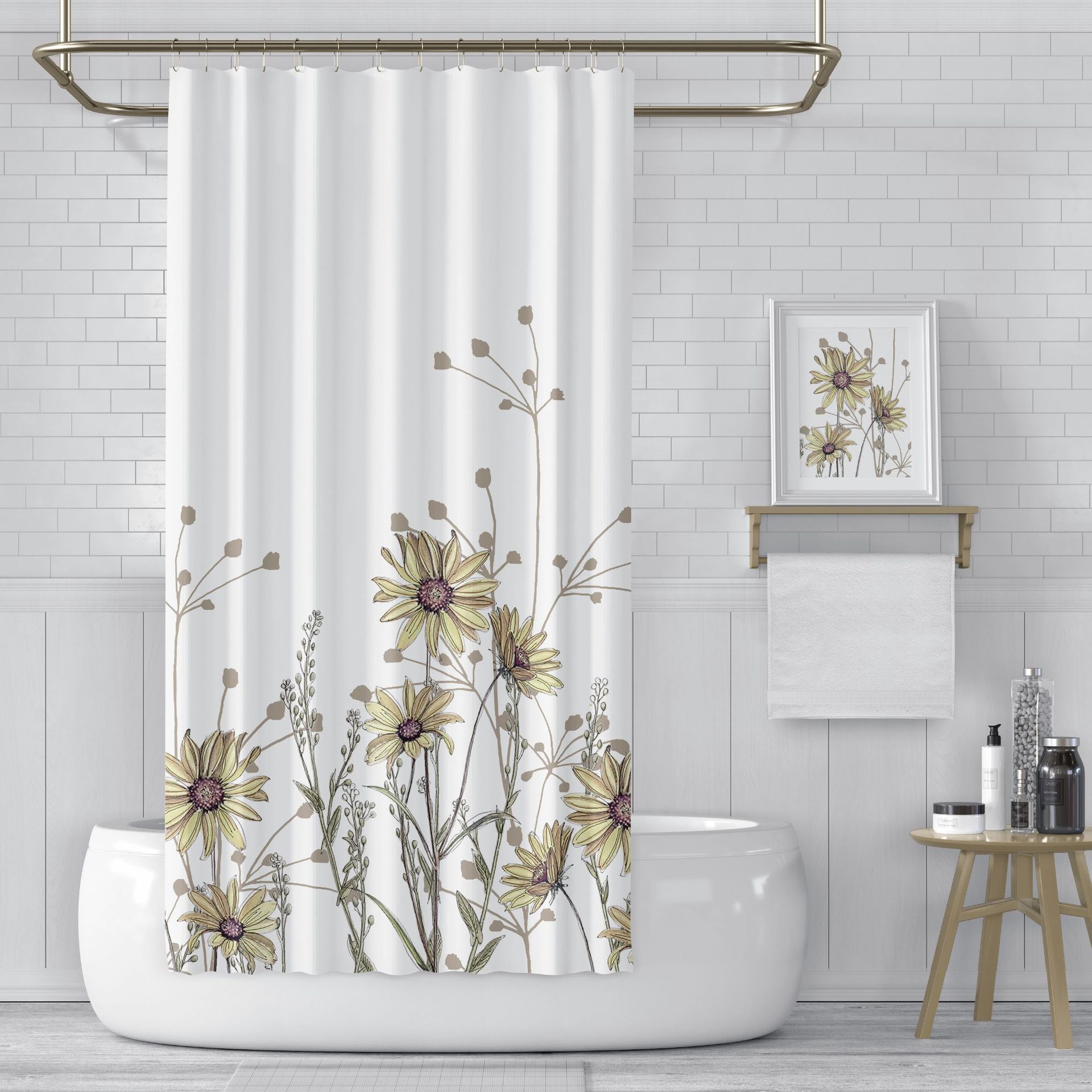 跨境亚马逊浴帘定制 来图定制浴帘 3d数码印花浴帘浴室淋浴帘