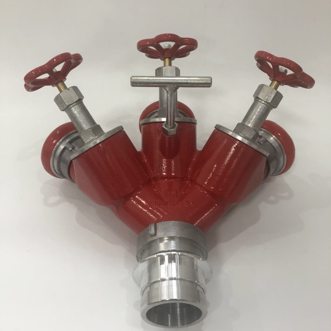 螺旋式分水器80转65三分水器消防水带三通分路螺旋式二分水器