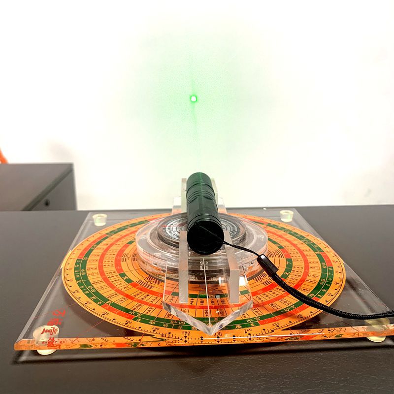 新品万福堂6寸半自动红外线激光定位仪水晶风水盘点状十字线罗盘