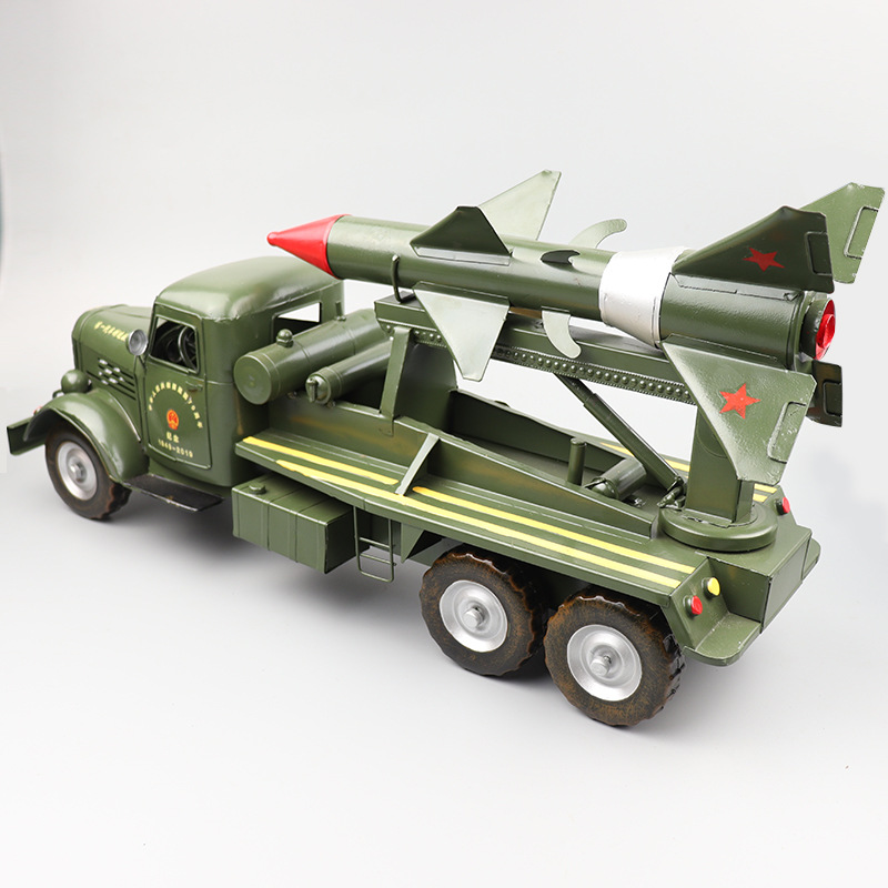 东风解放导弹车模型手工铁艺大号军车收藏摆件酒吧橱窗装饰品摆设