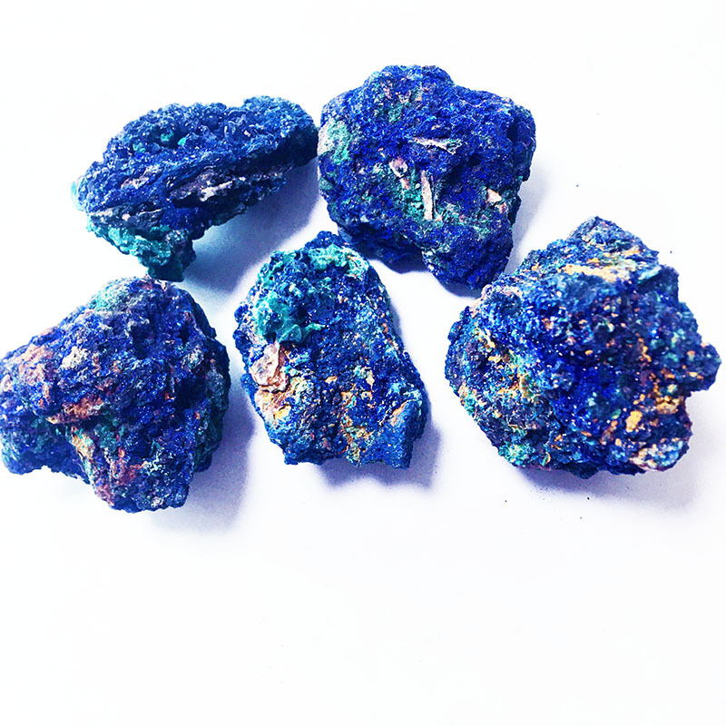 天然蓝铜矿孔雀石共生体原石矿物晶体蓝铜矿摆件高纯度收藏孔雀石