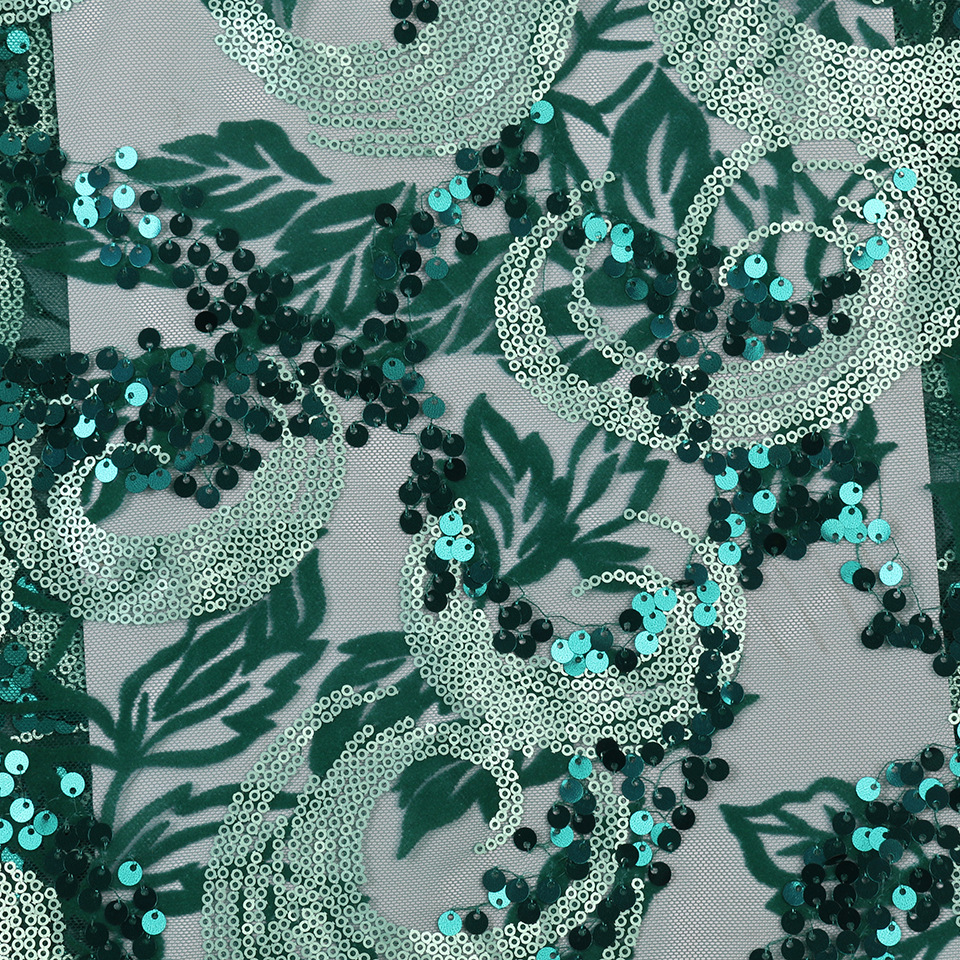 亮片绣绣花布珠片布电脑刺绣非洲花边african net lace