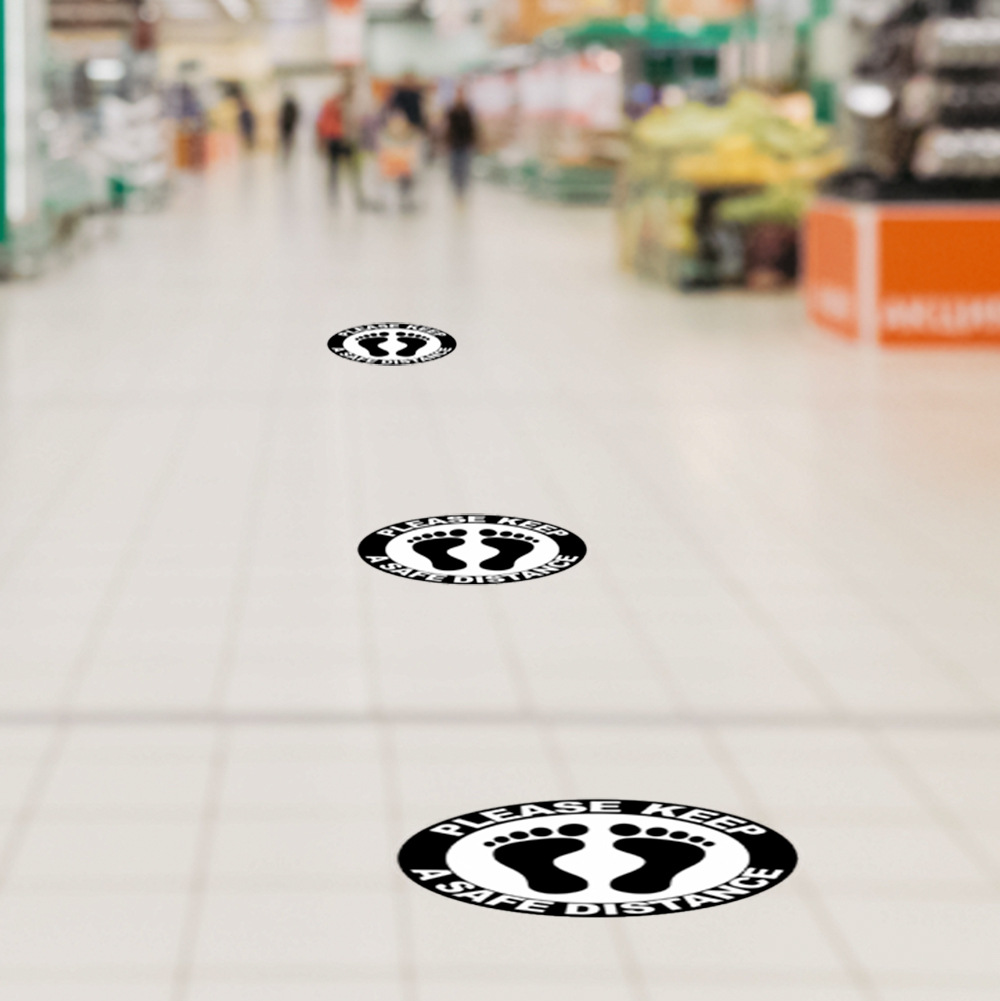 疫情间距贴新冠防疫脚丫警示地板贴商场医院公共场合自粘防水地贴