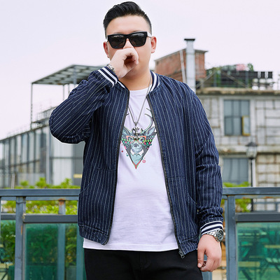 大码男装休闲立领棒球服加肥加大拉链开衫春款潮胖子夹克肥佬上衣