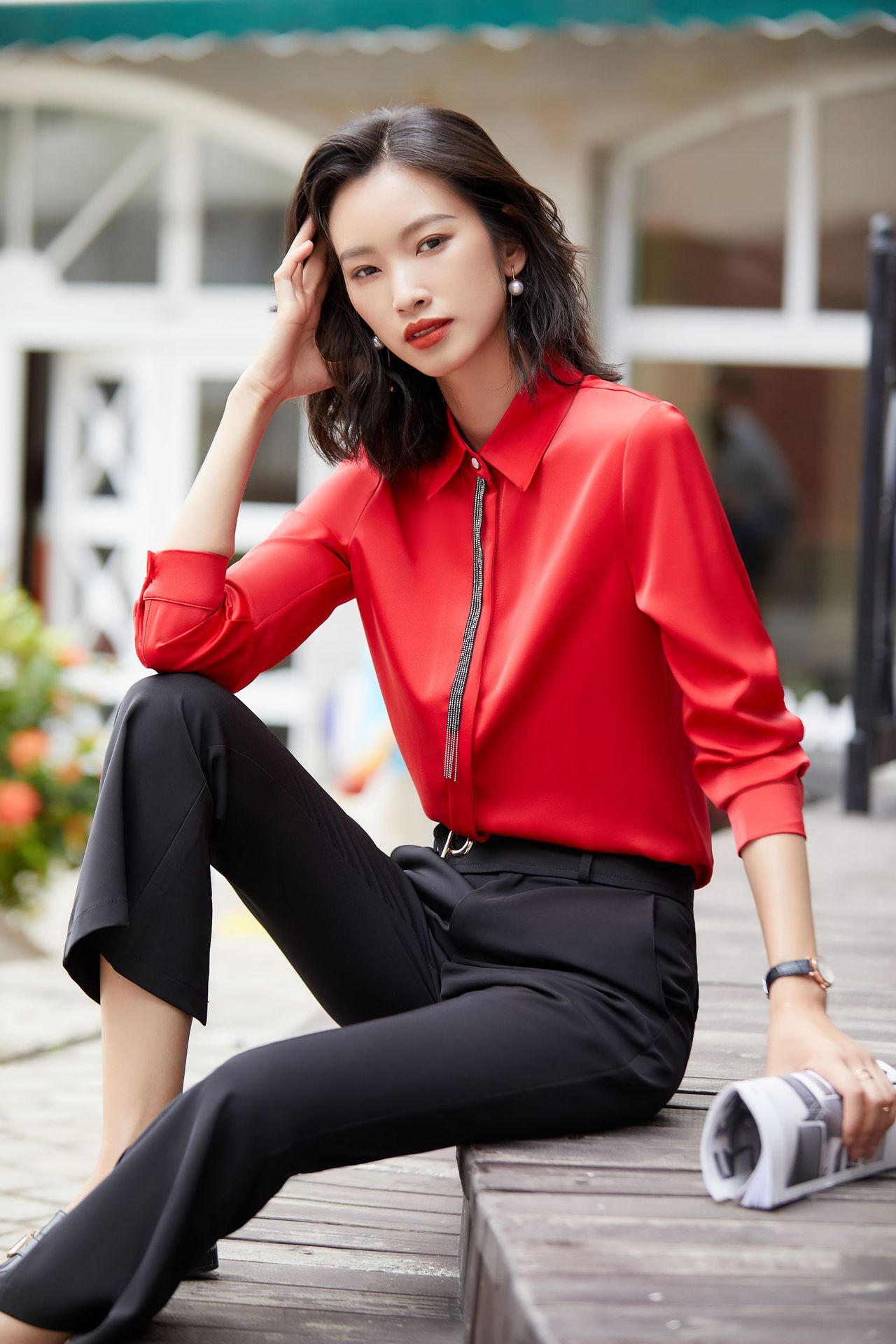 2020新款暗扣秋季白衬衫女长袖工作服正装职业修身韩版衬衣女装ol