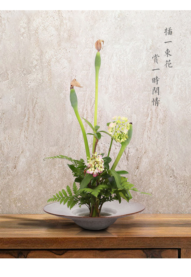 剑山插花器中式花器复古花盘花盆烟雨江南水墨江南中国风花艺固定