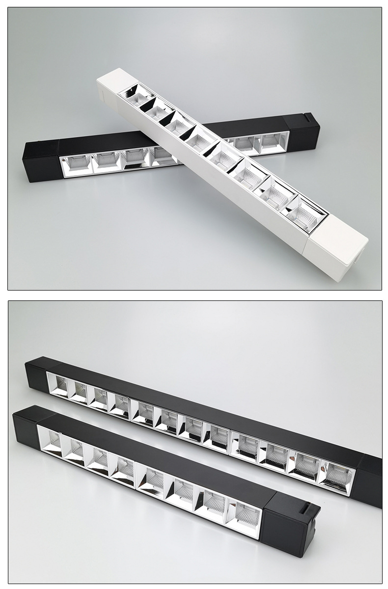 轨道方形射灯 家用商用磁吸轨道射灯格栅灯 两线三线导轨线条灯