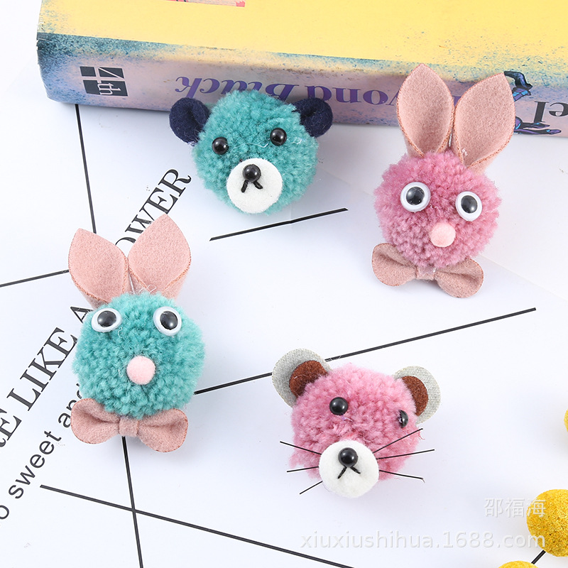 factory direct plush cartoon animal head doll head clothing accessories cute rabbit head shoes and hats accessories mobile phone pendant