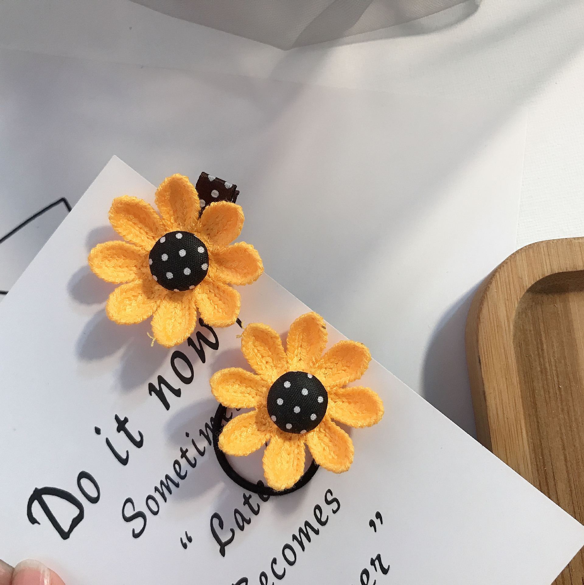 儿童向日葵花朵发夹可爱布艺发绳女童公主宝宝扎头发橡皮筋头饰