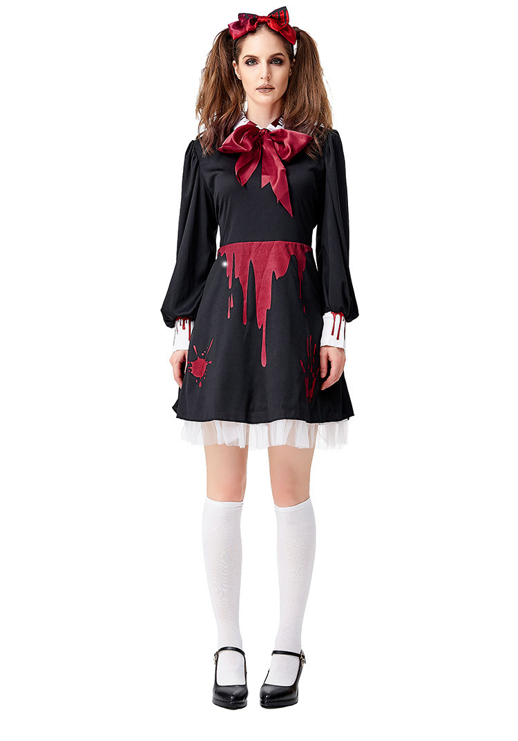 万圣节服装 恐怖惊悚电影角色cosplay恶灵布娃娃安娜贝尔连衣短裙