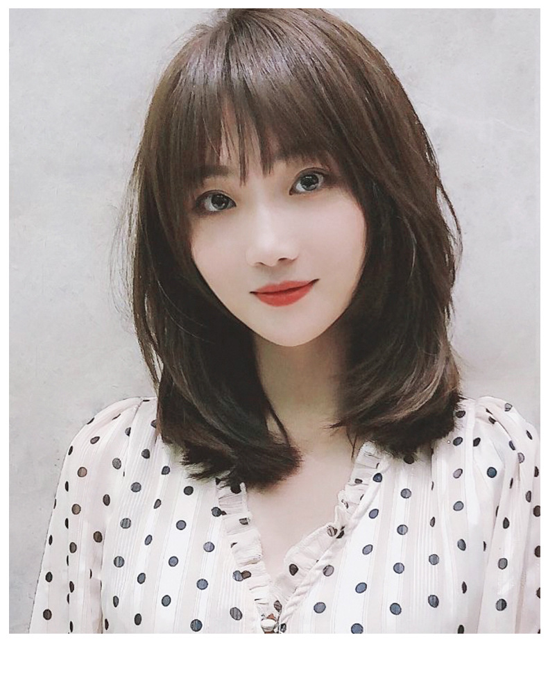 真发假发女长发发套真发网红锁骨发 中长直发蓬松少女气质全头套