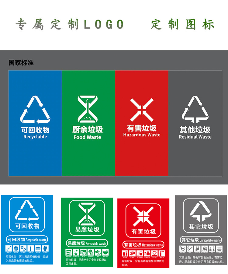 户外彩色 四分类垃圾桶 室外小区垃圾分类桶 果皮箱