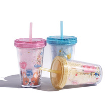 Girlwill夏季冰杯儿童水杯可爱学生吸管杯定制定做塑料杯网红杯子