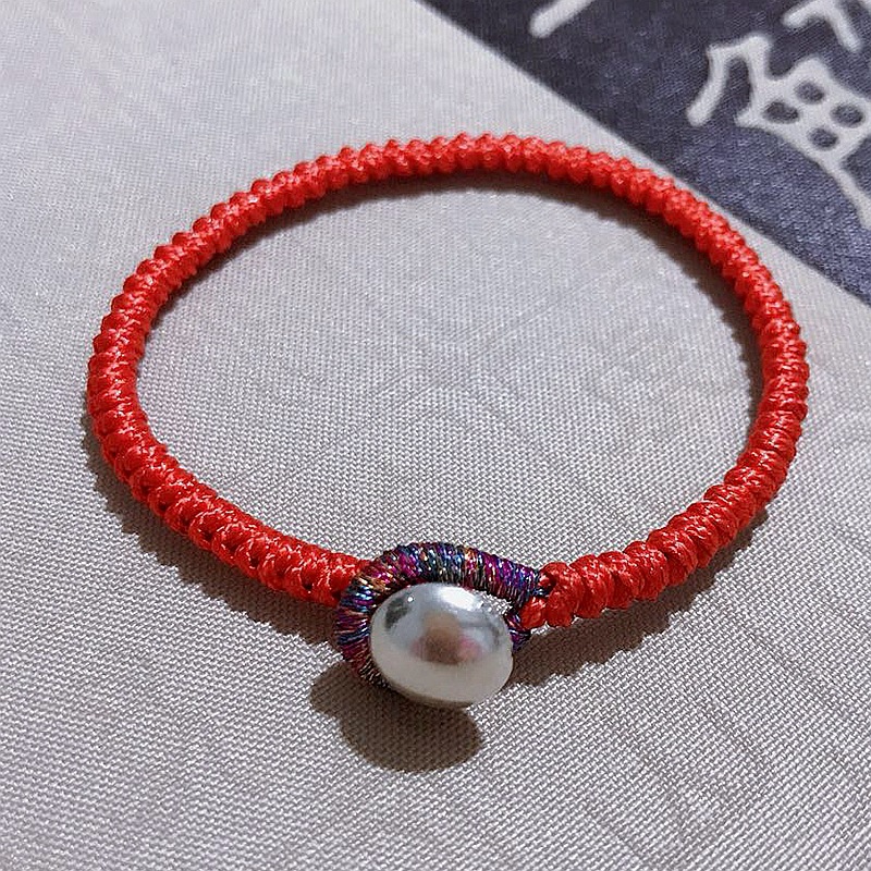 黑泰银饰 本命年红绳手环s925纯银手工编绳手链男女情侣原创设计