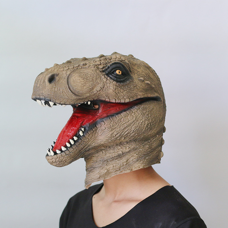 专业定做霸王龙恐龙面具 新奇动物头面具 万圣节派对乳胶活动道具