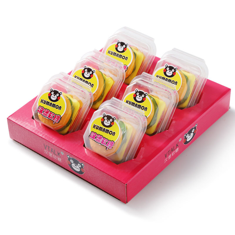 熊本熊vtalk汉堡软糖50g橡皮软糖6枚礼盒装小孩qq水果糖果kumamon