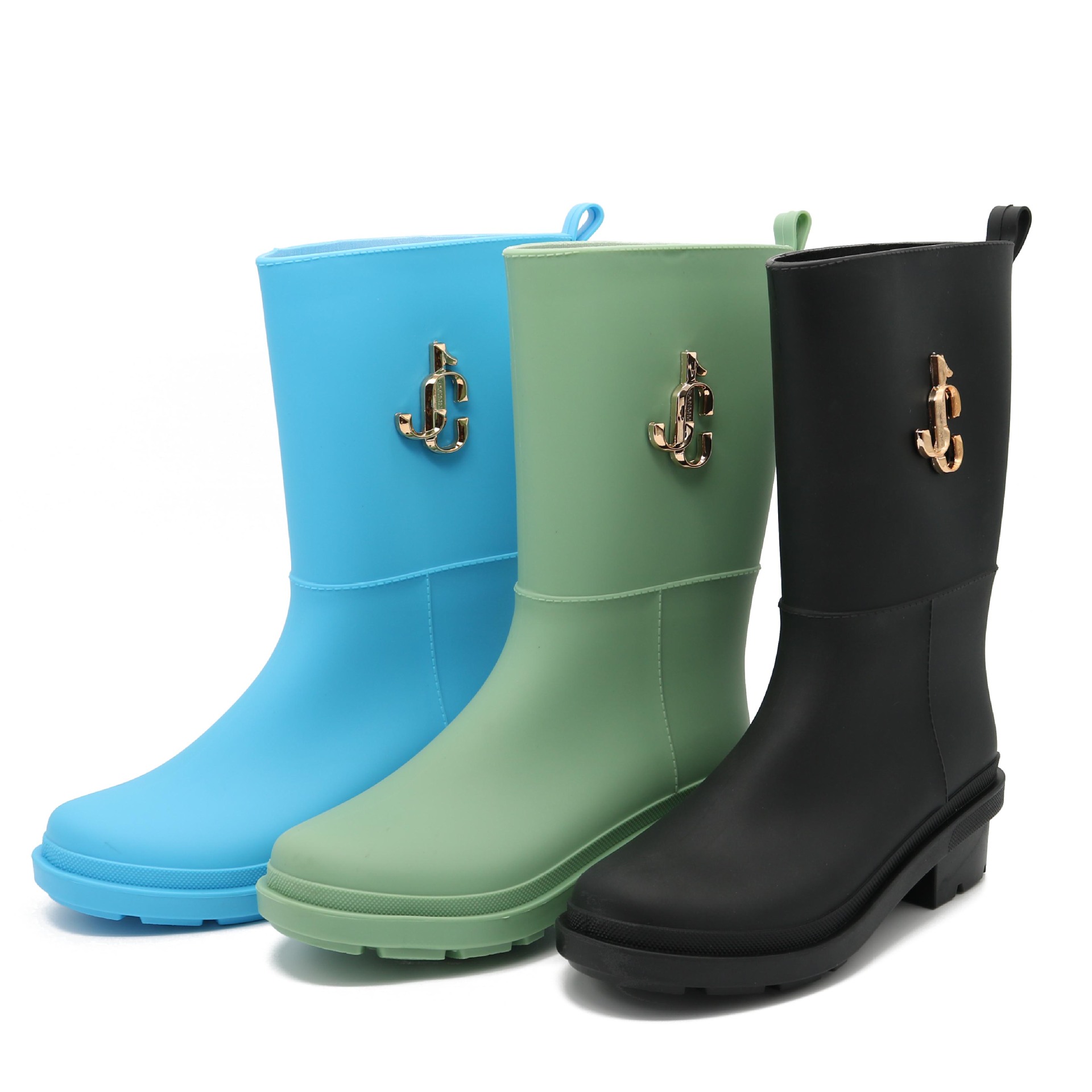 新款时尚雨鞋女中筒女士水靴防滑耐磨成人雨鞋中跟防水靴雨季批发
