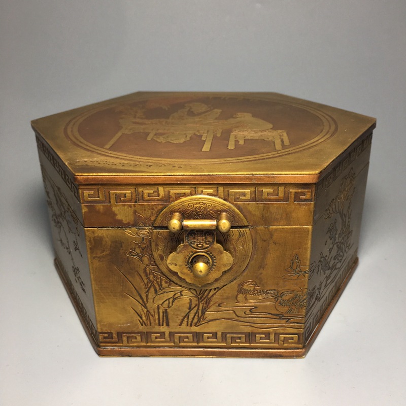 仿古首饰盒古董古玩收藏仿古工艺品做旧复古书画古玩杂项批发