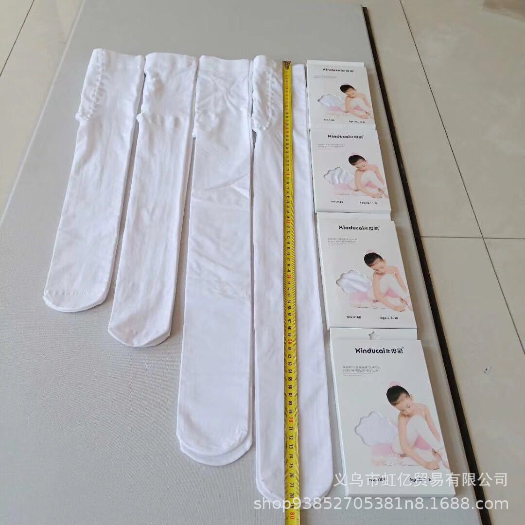 In Stock Children's White Pantyhose Anti-Pilling Comfortable Velvet Leggings Students White Dance Tights Spring and Summer