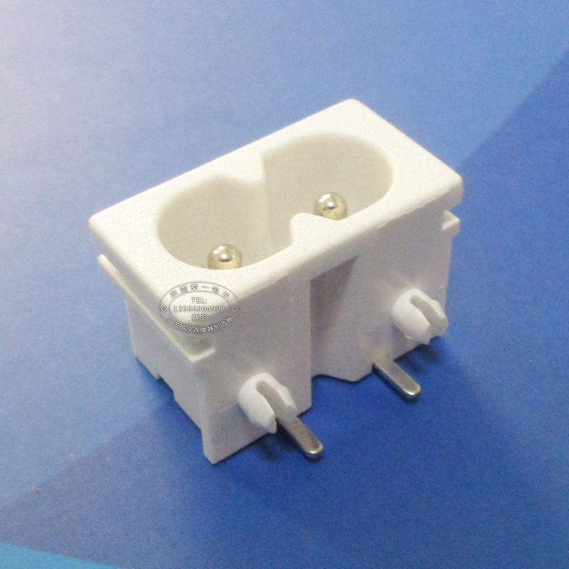 7a125v超薄8字充电接口 22*12白色两芯插座 安规环保8字插座lh-8