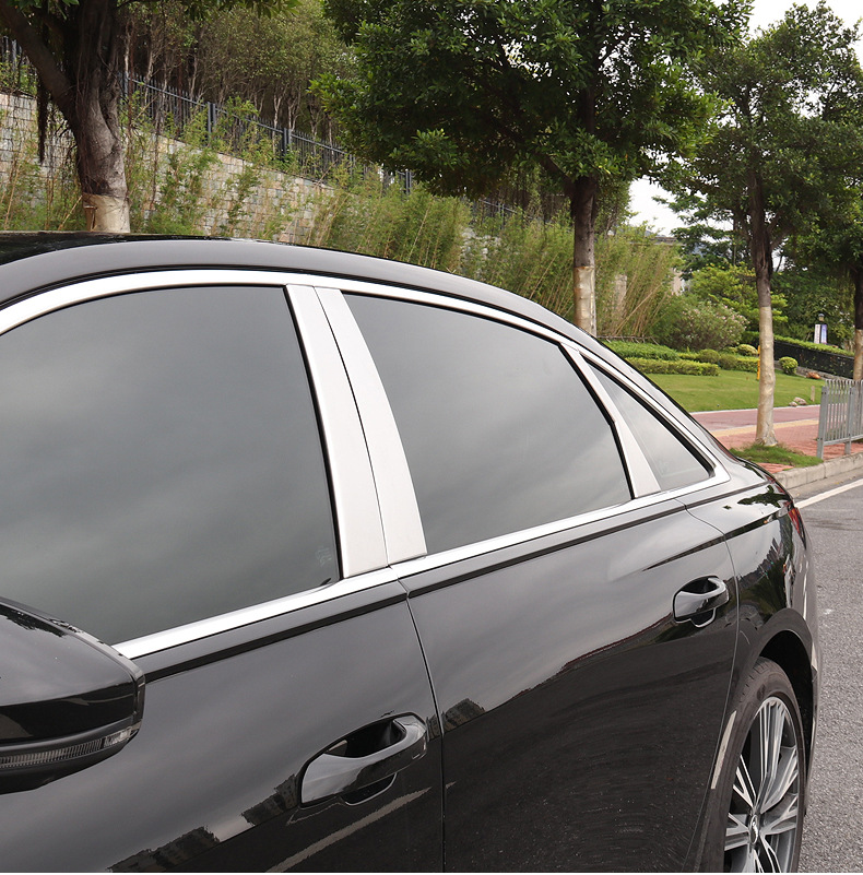 适用19款新奥迪a6l改装车窗饰条装饰贴c8专用车身b柱亮片升级配件