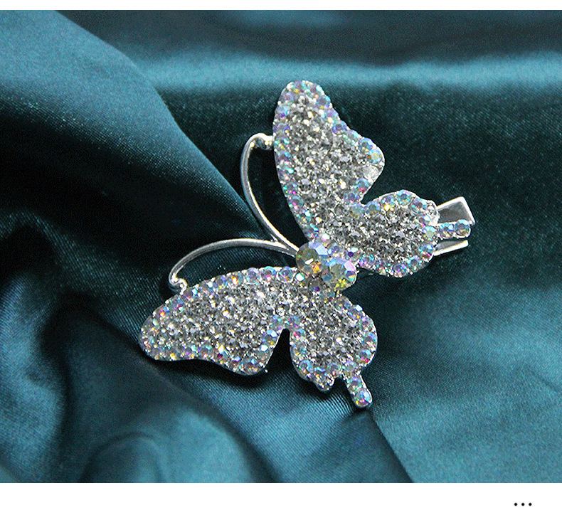 韩国新款发饰女满钻发卡水钻蝴蝶发夹轻奢水晶边夹碎发鸭嘴夹