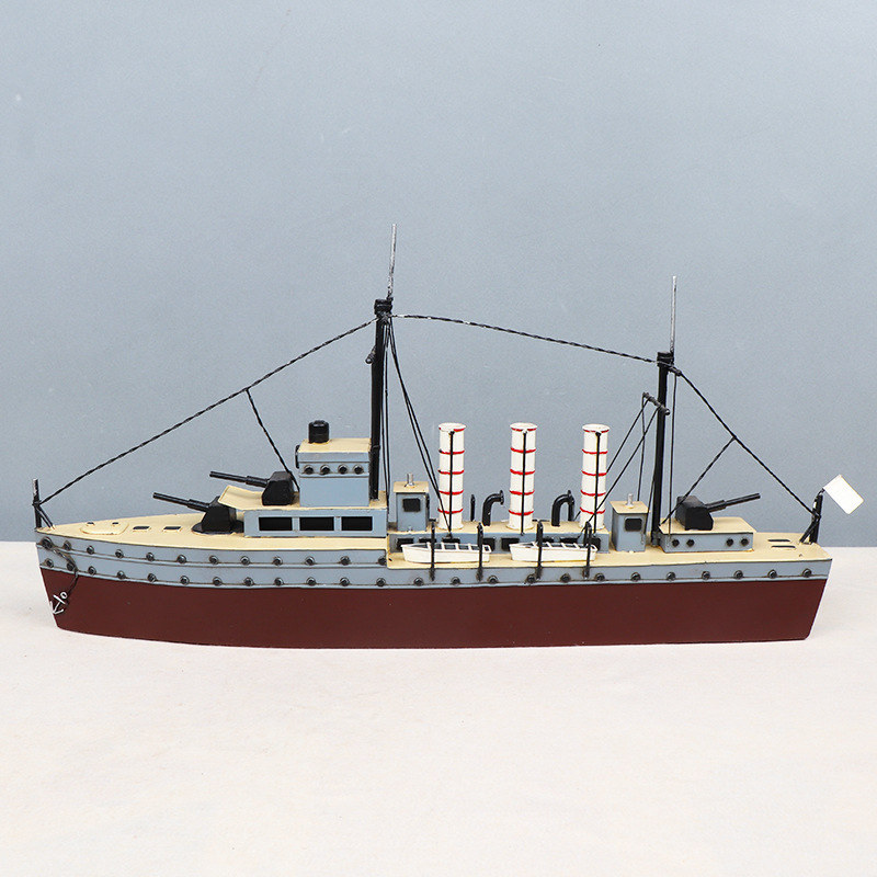 复古军舰模型摆件金属仿真战船怀旧家居收藏酒吧酒柜摆设装饰道具