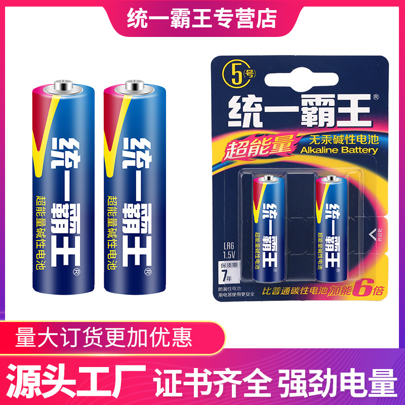 Unified Bawang Alkaline Battery No. 5 AA Household Smart Lock Children's Toy Science and Education Instrument No. 7 Battery Wholesale