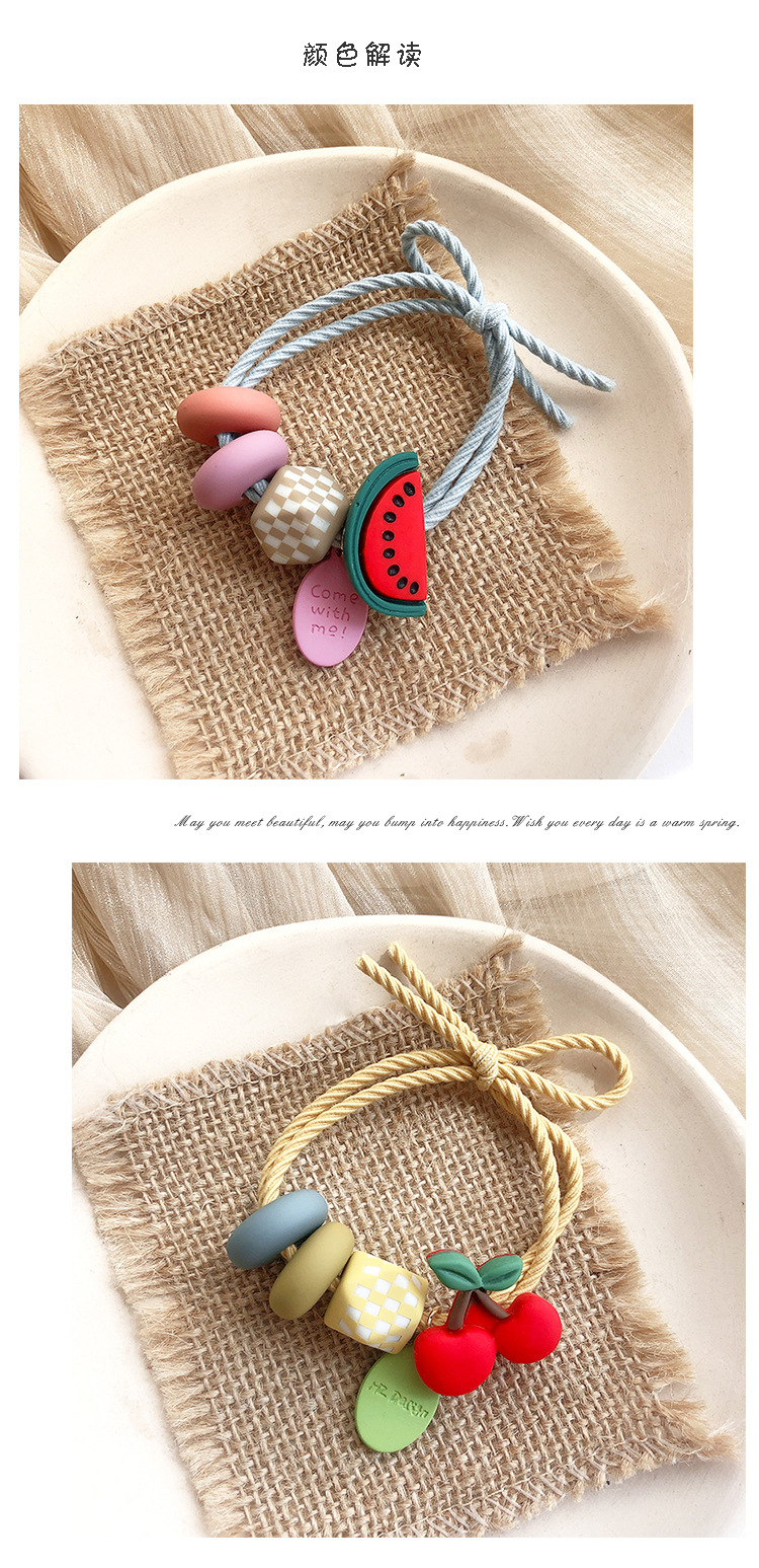 ins水果彩色头绳女可爱少女扎头皮筋发圈高弹力加粗皮套发绳新款