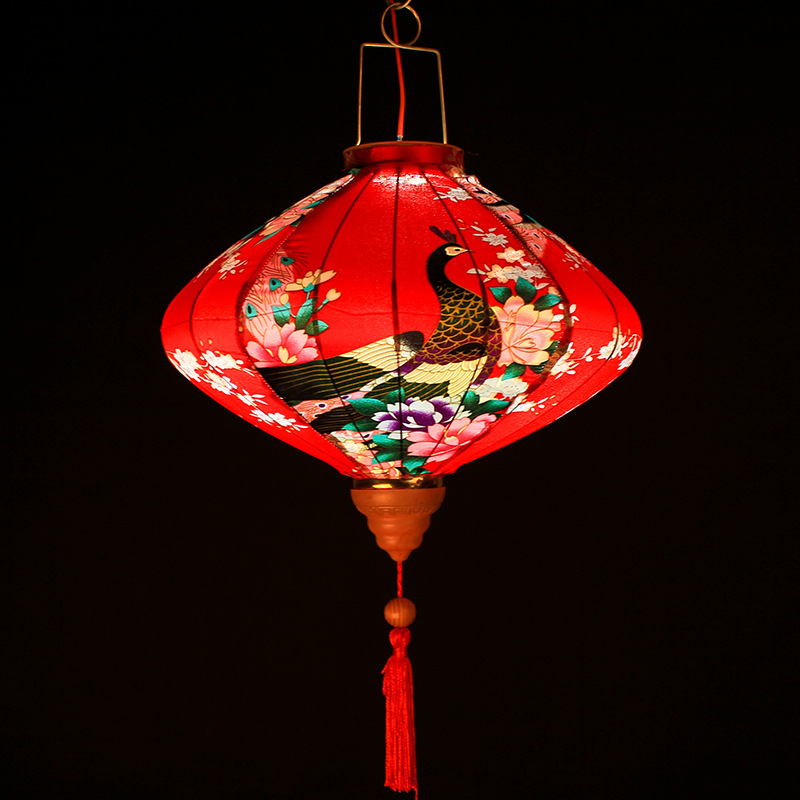 新年灯笼挂饰酒店茶艺孔雀中国古风喜庆装饰创意发光阳台日式灯笼