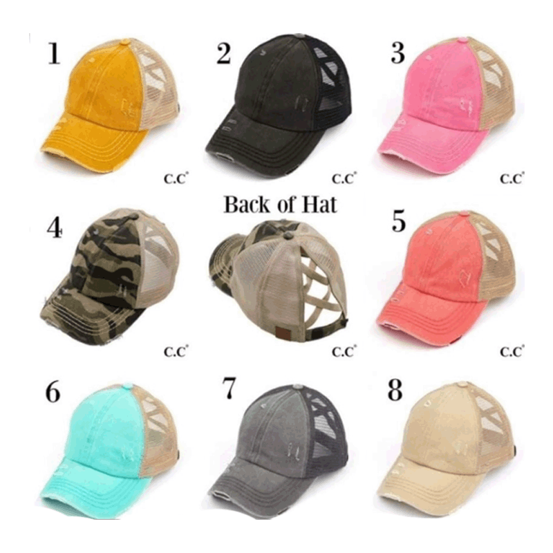 Washed Cross Ponytail Baseball Cap Foreign Trade Hat Female Summer Spring Autumn Distressed Outdoor Solid Color Peaked Cap