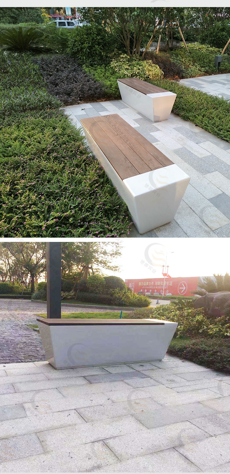 简约玻璃钢休闲座椅商场户外休息等候防腐坐凳商业美陈厂家定制