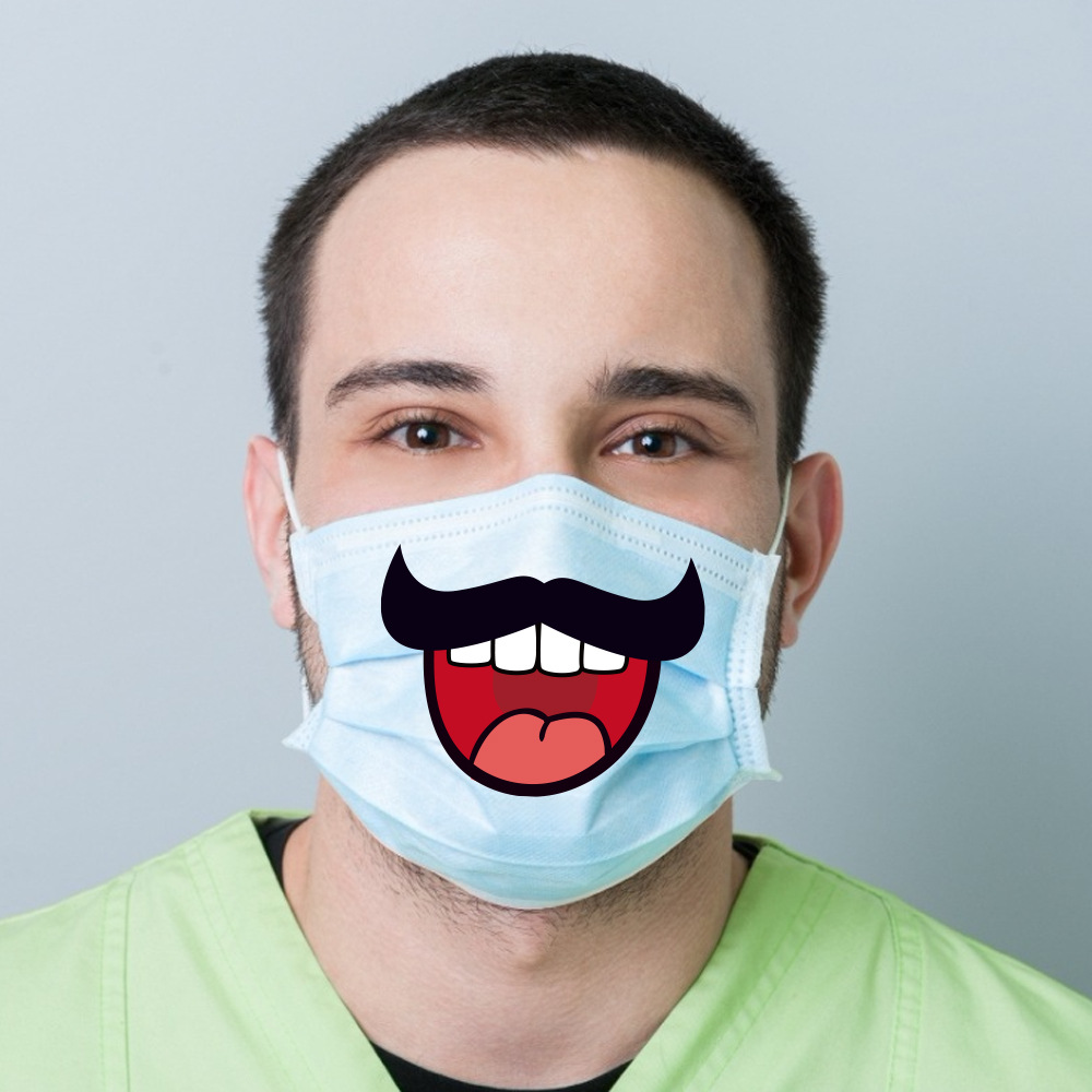 cc006亚马逊wish防护服贴纸微笑口罩笑脸嘴唇笑口服务嘴唇贴纸