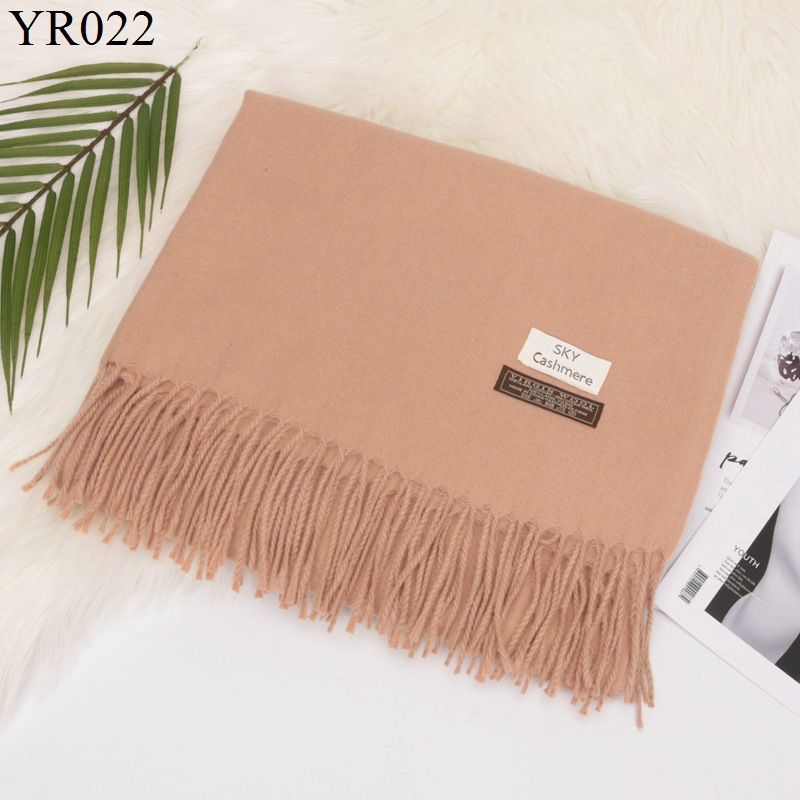 2020 Autumn and Winter Sky Solid Color Artificial Cashmere Scarf Women's Winter Warm Tassel Shawl Monochrome Scarf Factory Wholesale