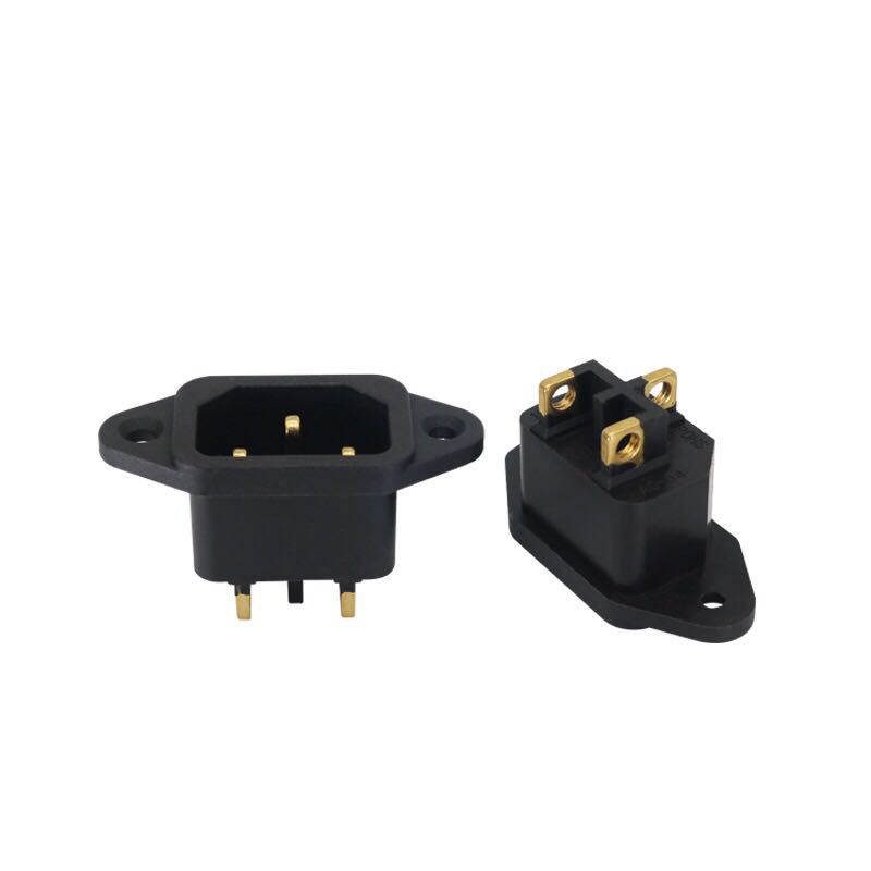 电饭锅电饭煲通用电源插座电压力锅插头配件铜脚黑色三角3脚实芯