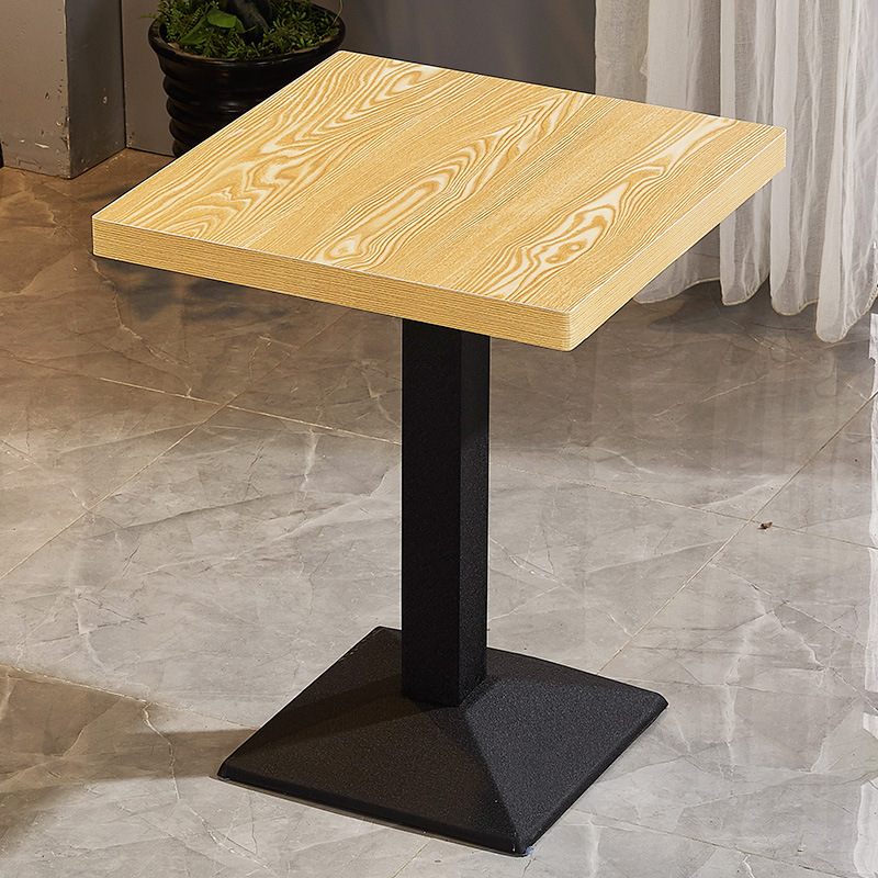 钢木餐桌奶茶店甜品小吃烧烤店咖啡馆通用单人桌子浅木色吧台方形