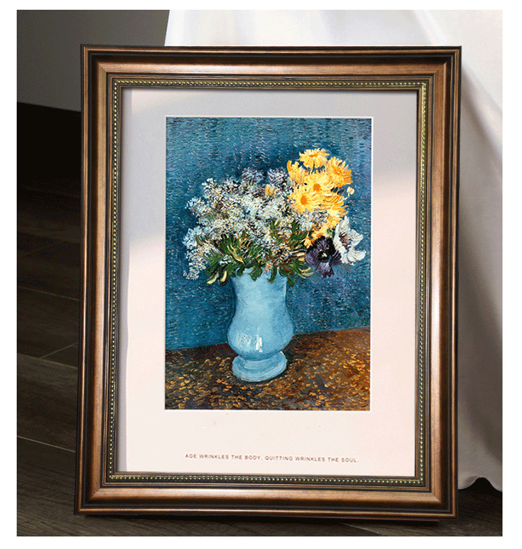 复古画框装裱素描水粉水彩画4开8开 肖像花卉美术作品向日葵装裱