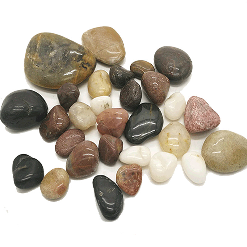 50斤天然雨花石鹅卵石鱼缸造景原石石子五彩石鹅软石卵石彩色石头