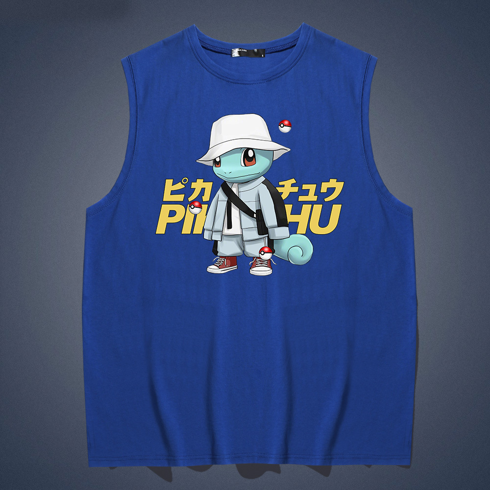 2020新款背心春夏圆领宽松大码纯棉打底衫皮卡丘动漫杰尼龟上衣