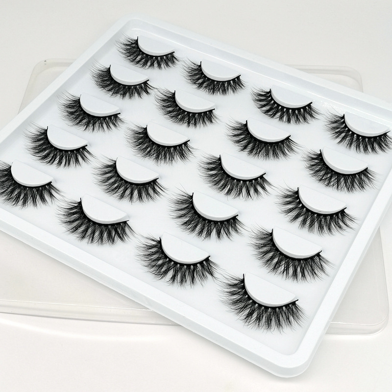 Cross-Border Supply 6d False Eyelashes 10 Pairs Affordable European and American Style Natural Curling Soft Multi-Layer Stereo Eyelash